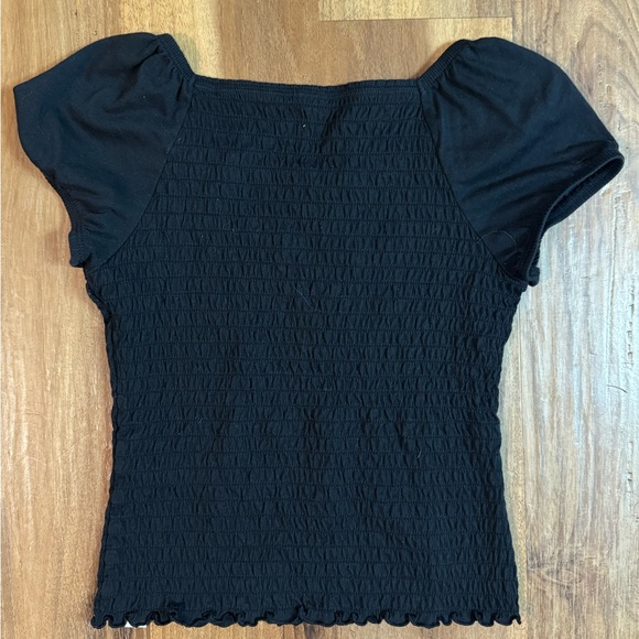 Abercrombie kids 13/14 Black Shirred Puff Sleeve Top - Picture 3 of 3
